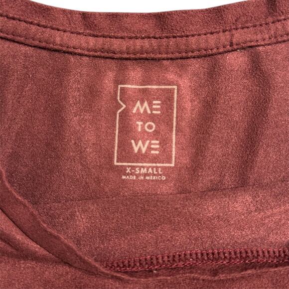 Suede Velvet Style Top X-Small Semi-Crop Tee Women Teen Versatile Goth Warm Red - Picture 4 of 7